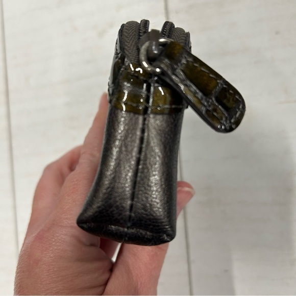 Brighton Coin Purse Brown Pebble Leather with Crocodile trim & heart accent EUC‎ - Picture 7 of 10